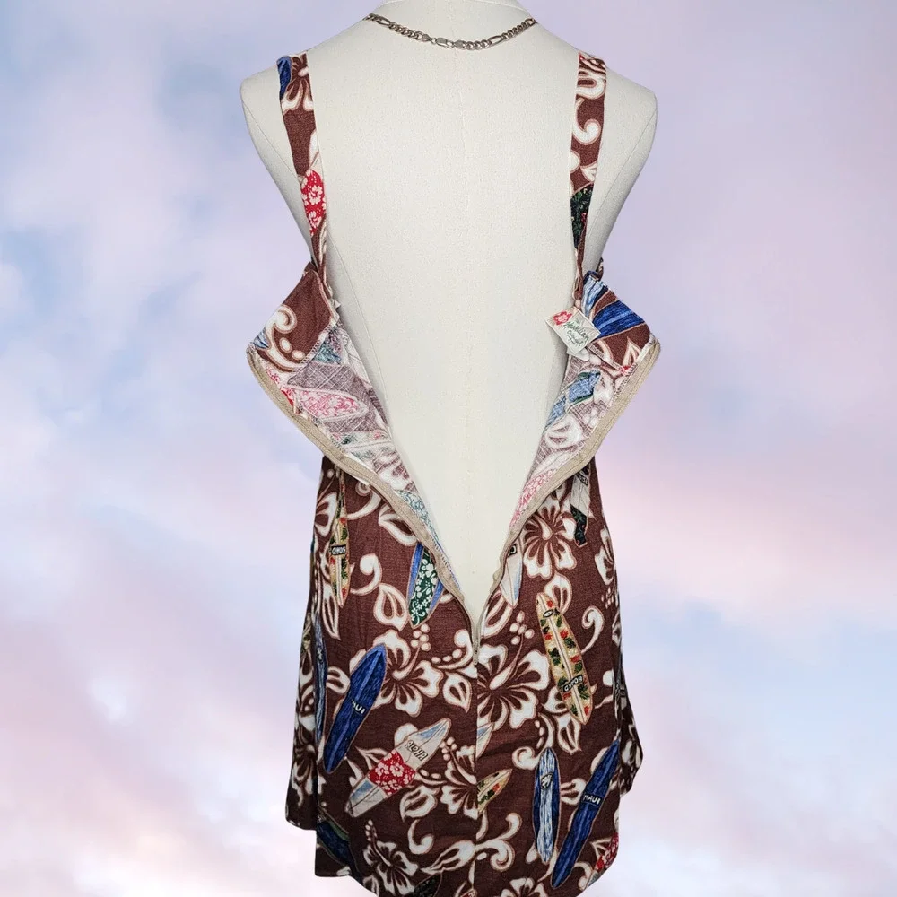 Vtg Hilo Hattie The Hawaiian Original 80's Brown Mini Floral Hibiscus Wrap Dress - Picture 6 of 8